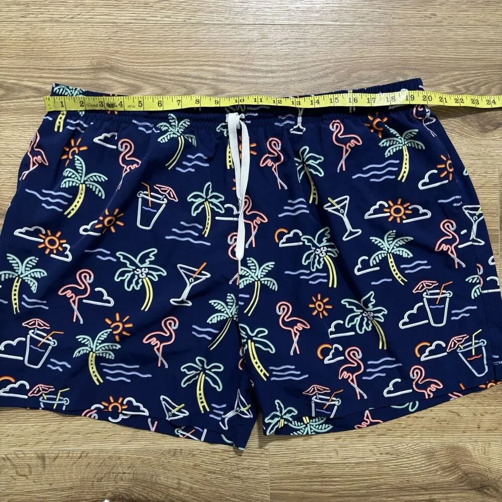 Chubbies Swim Trunks Men’s XXXL 5.5” ‘The Neon Lights’ Blue Beach Tropical